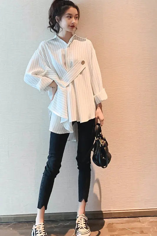Women's Striped Shirt - Loose Irregular Design 2019