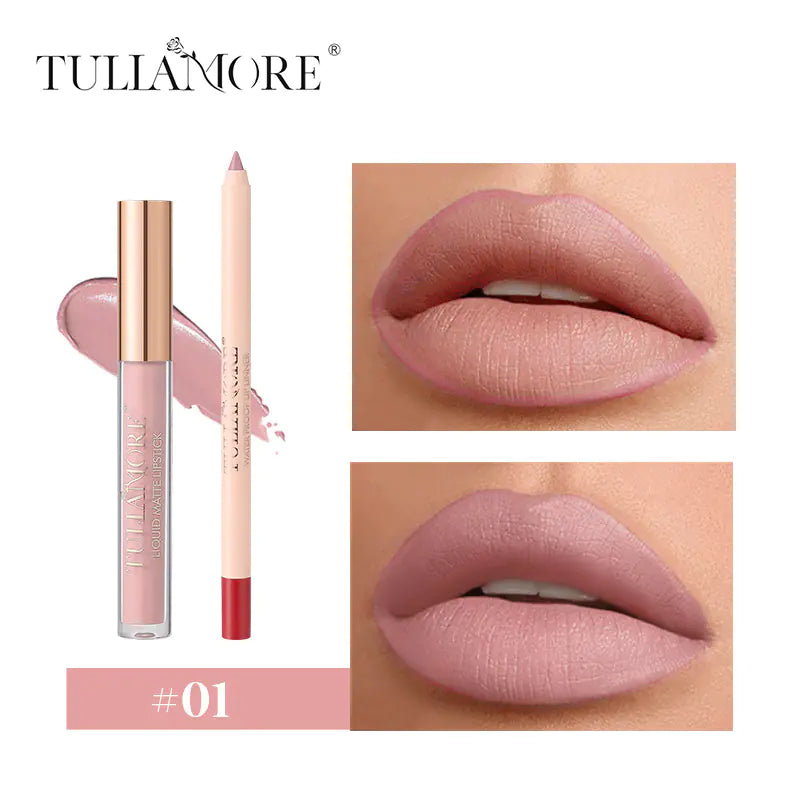 Matte Air Lip Glaze and Lip Liner Set - Waterproof