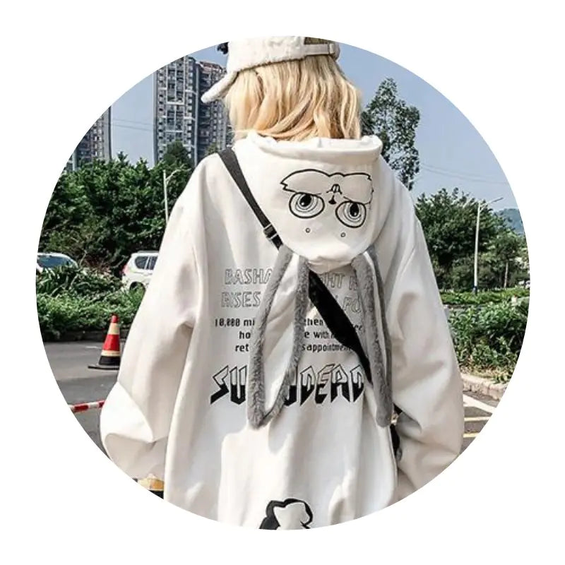 Autumn Winter Couples Hoodie with Rabbit Ears