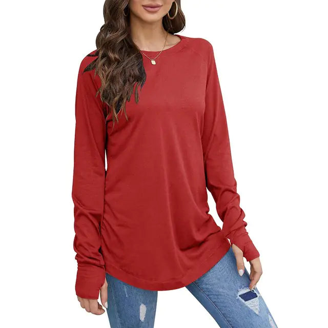 Women's Loose Long Sleeve Round Neck T-Shirt Top