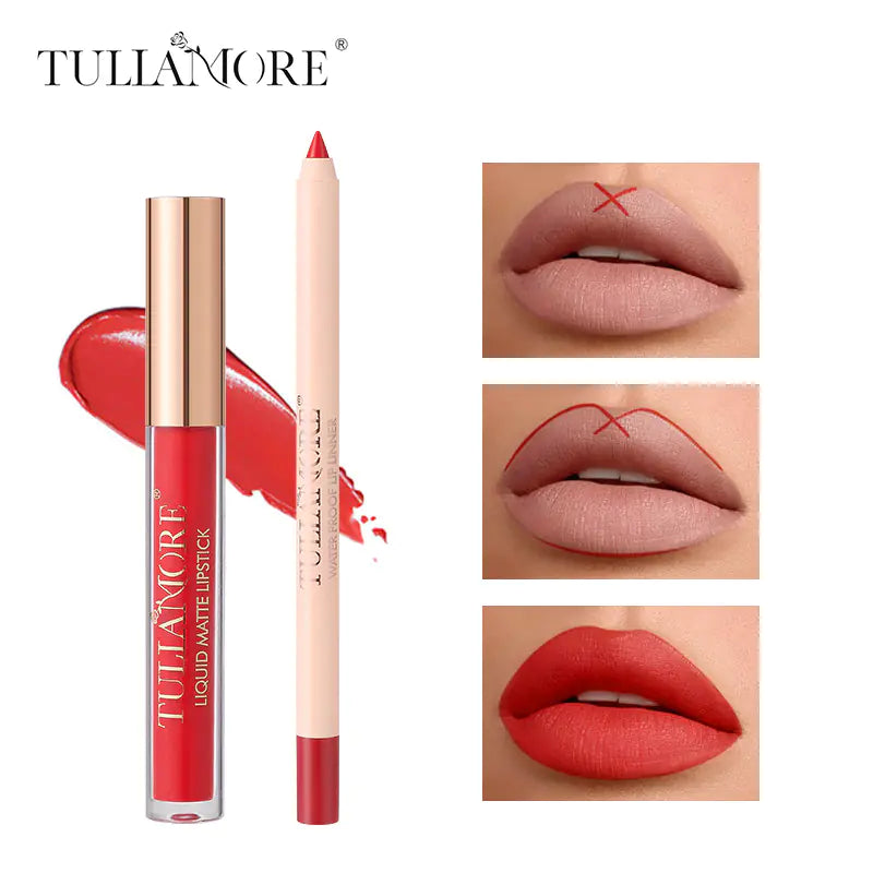 Matte Air Lip Glaze and Lip Liner Set - Waterproof