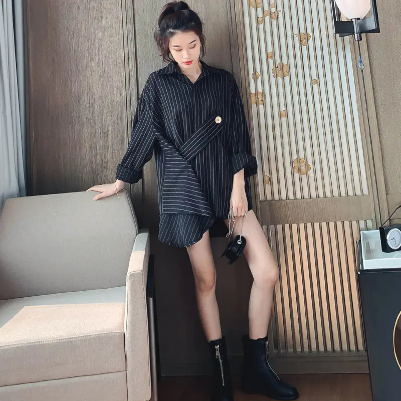 Women's Striped Shirt - Loose Irregular Design 2019