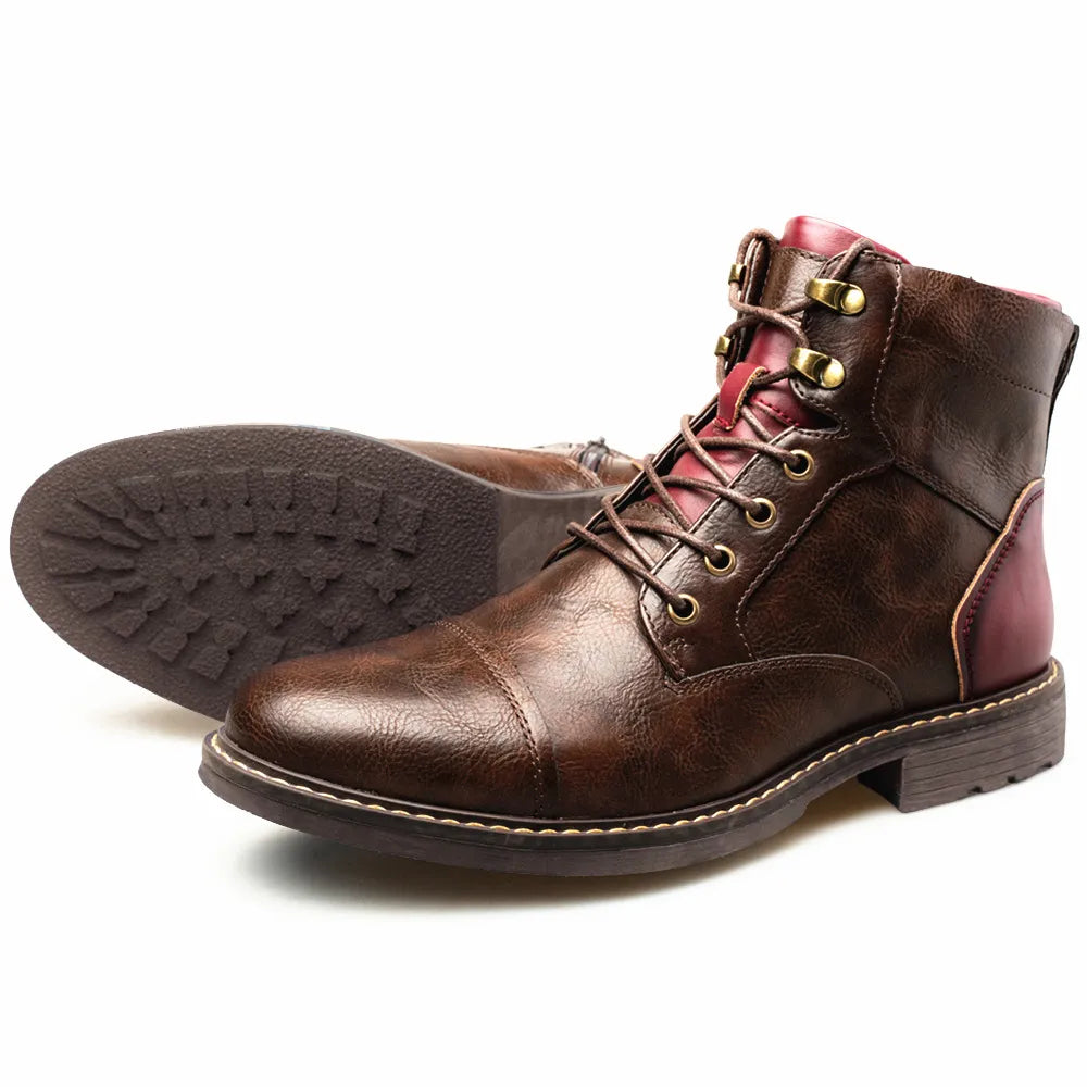 Men's Leather Martin Boots - Plus Size