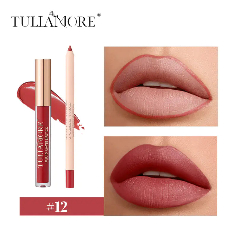 Matte Air Lip Glaze and Lip Liner Set - Waterproof