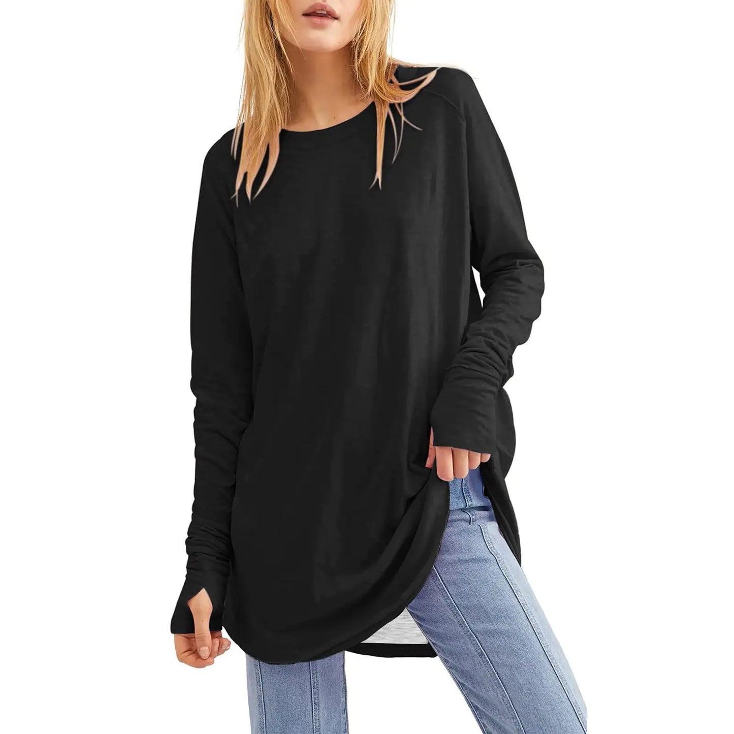 Women's Loose Long Sleeve Round Neck T-Shirt Top