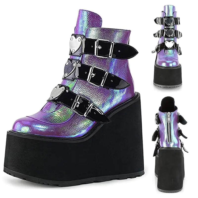Wedge Heel Zipper Women Boots