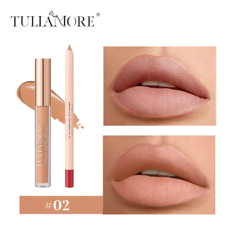 Matte Air Lip Glaze and Lip Liner Set - Waterproof