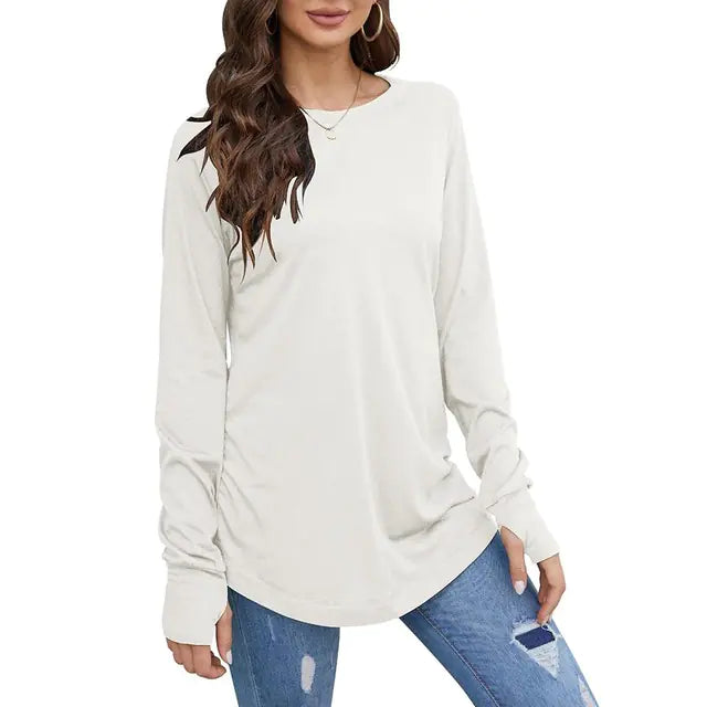 Women's Loose Long Sleeve Round Neck T-Shirt Top
