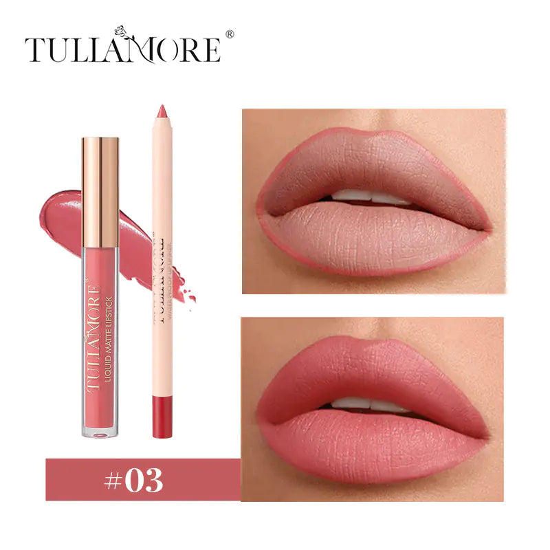 Matte Air Lip Glaze and Lip Liner Set - Waterproof