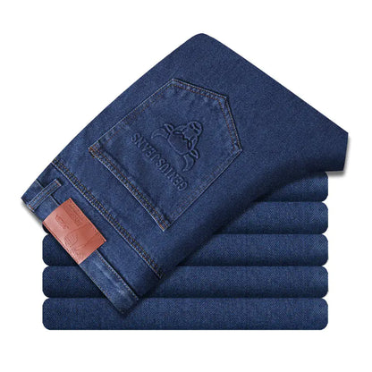 Men's Cotton Non-Stretch Wear-Resistant Straight-Leg Jeans