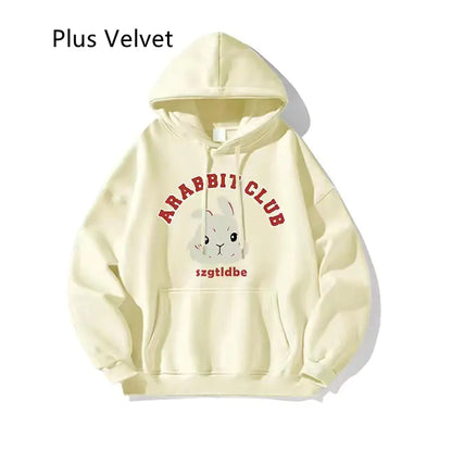 Rabbit Printed Hoodie for Women - Autumn & Winter Style
