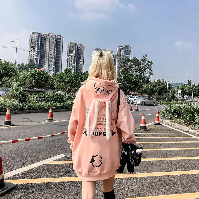 Autumn Winter Couples Hoodie with Rabbit Ears