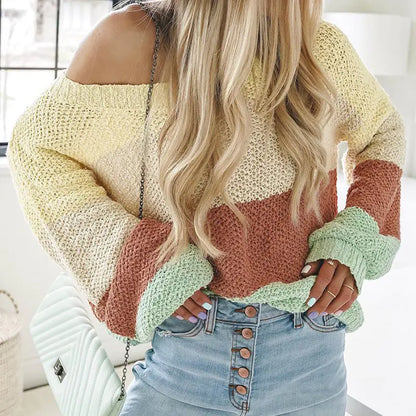2019 Women's Loose Striped Knit Sweater for Amazon