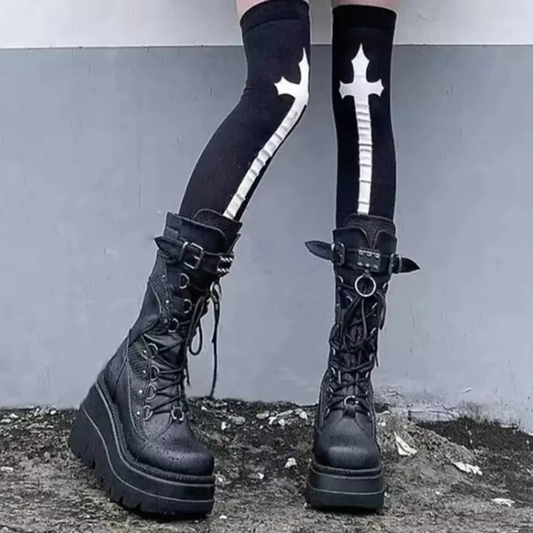 Women's Punk Platform Boots - Plus Size