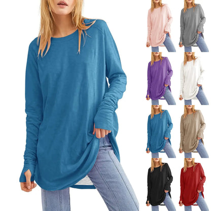 Women's Loose Long Sleeve Round Neck T-Shirt Top