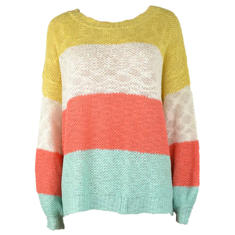 2019 Women's Loose Striped Knit Sweater for Amazon