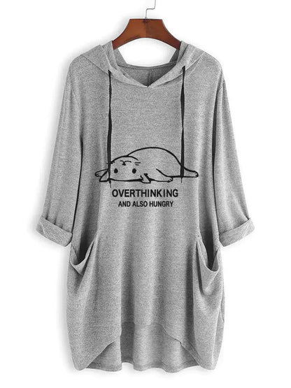 Women's Casual Hooded Sweatshirt - Loose Long Sleeve Top