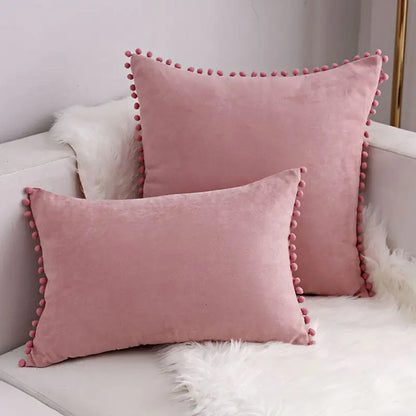 Fur Ball Lace Solid Color Suede Sofa Cushion Hug
