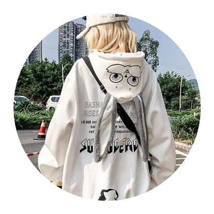 Autumn Winter Couples Hoodie with Rabbit Ears