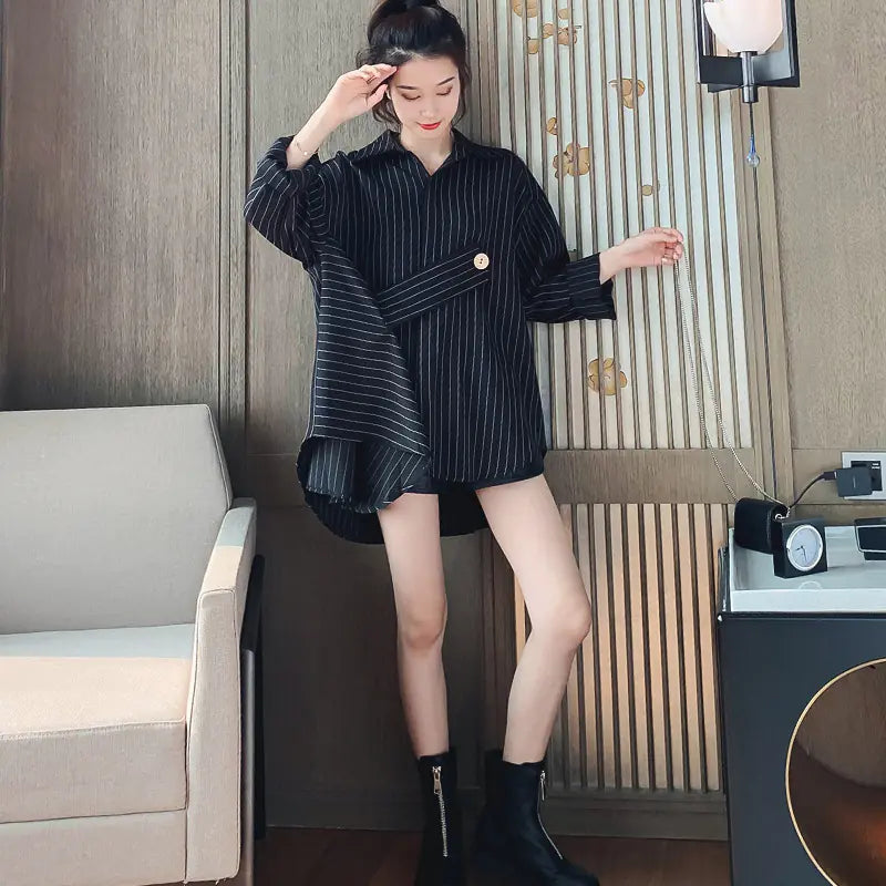 Women's Striped Shirt - Loose Irregular Design 2019