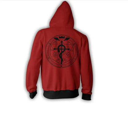 Men's 3D Hoodie with Digital Print and Zippered Hood