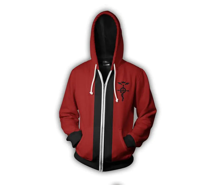 Men's 3D Hoodie with Digital Print and Zippered Hood