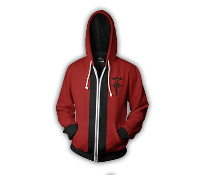Men's 3D Hoodie with Digital Print and Zippered Hood