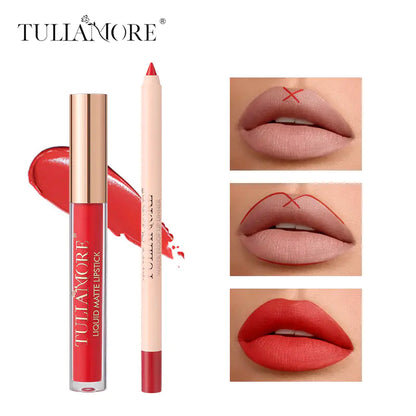Matte Air Lip Glaze and Lip Liner Set - Waterproof