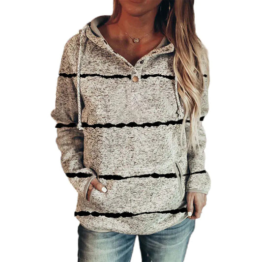 Women's Long Sleeve Striped Hooded Fashion Sweater