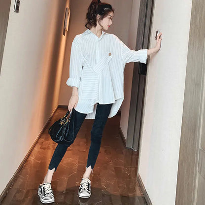 Women's Striped Shirt - Loose Irregular Design 2019