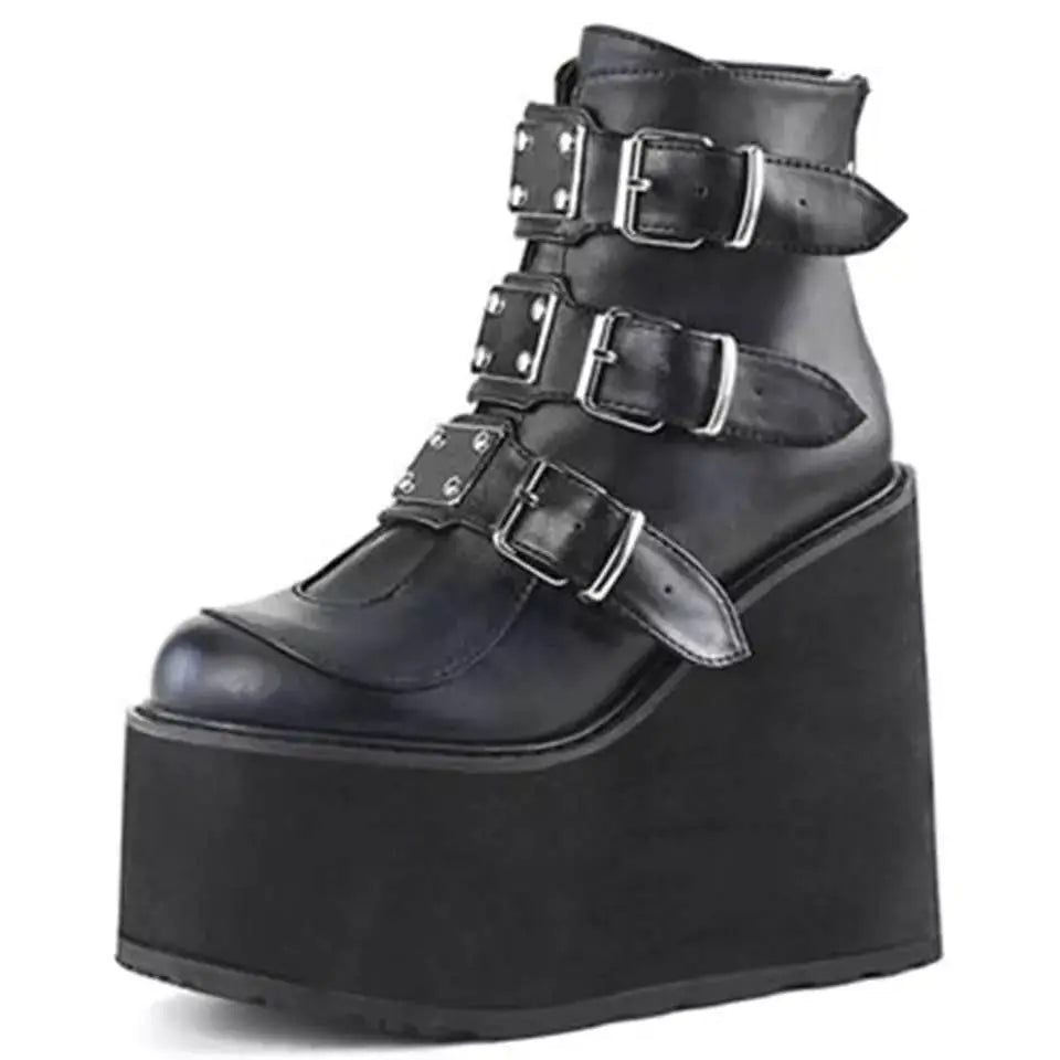 Wedge Heel Zipper Women Boots