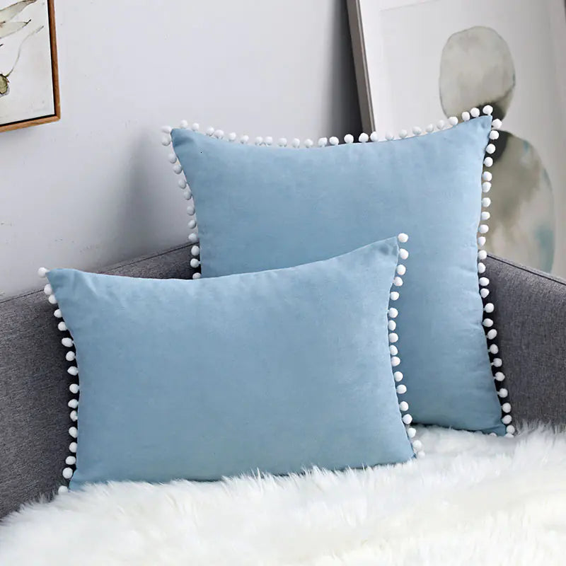 Fur Ball Lace Solid Color Suede Sofa Cushion Hug