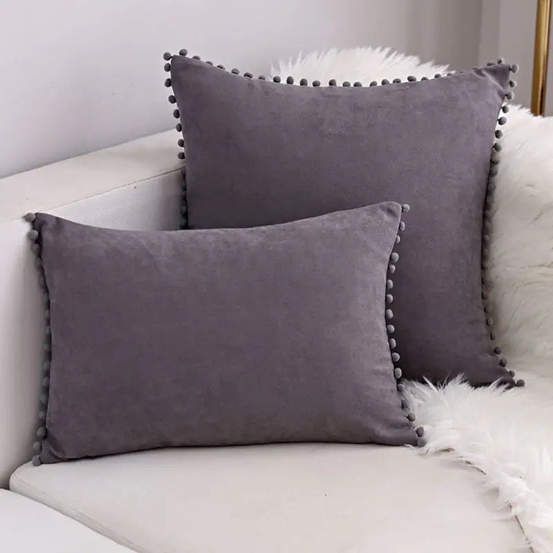 Fur Ball Lace Solid Color Suede Sofa Cushion Hug