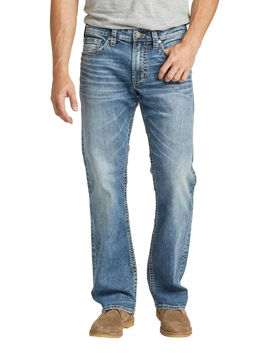 Silver Jeans Co. Mens Zac Relaxed Fit Straight Leg Jeans Classic Dark Indigo 33W x 34L