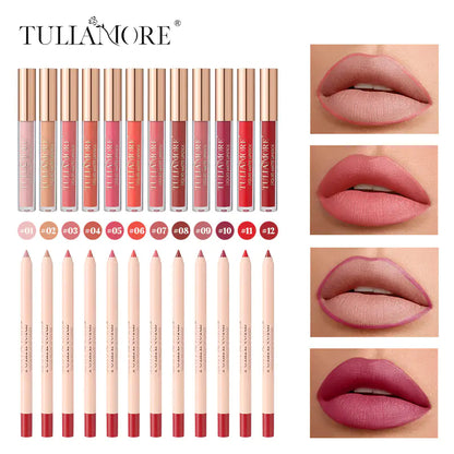 Matte Air Lip Glaze and Lip Liner Set - Waterproof