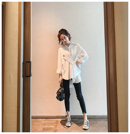 Women's Striped Shirt - Loose Irregular Design 2019