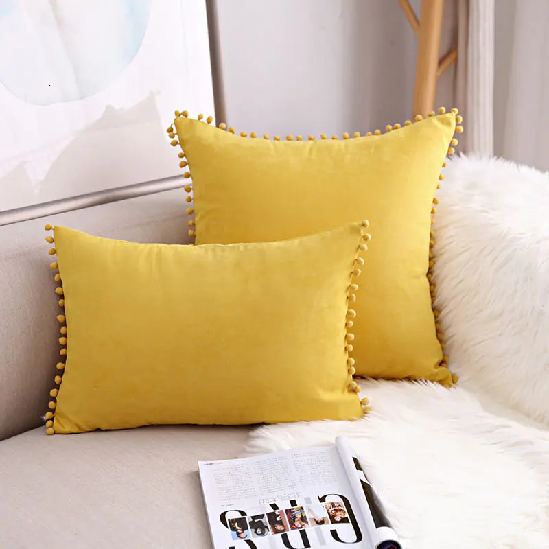 Fur Ball Lace Solid Color Suede Sofa Cushion Hug
