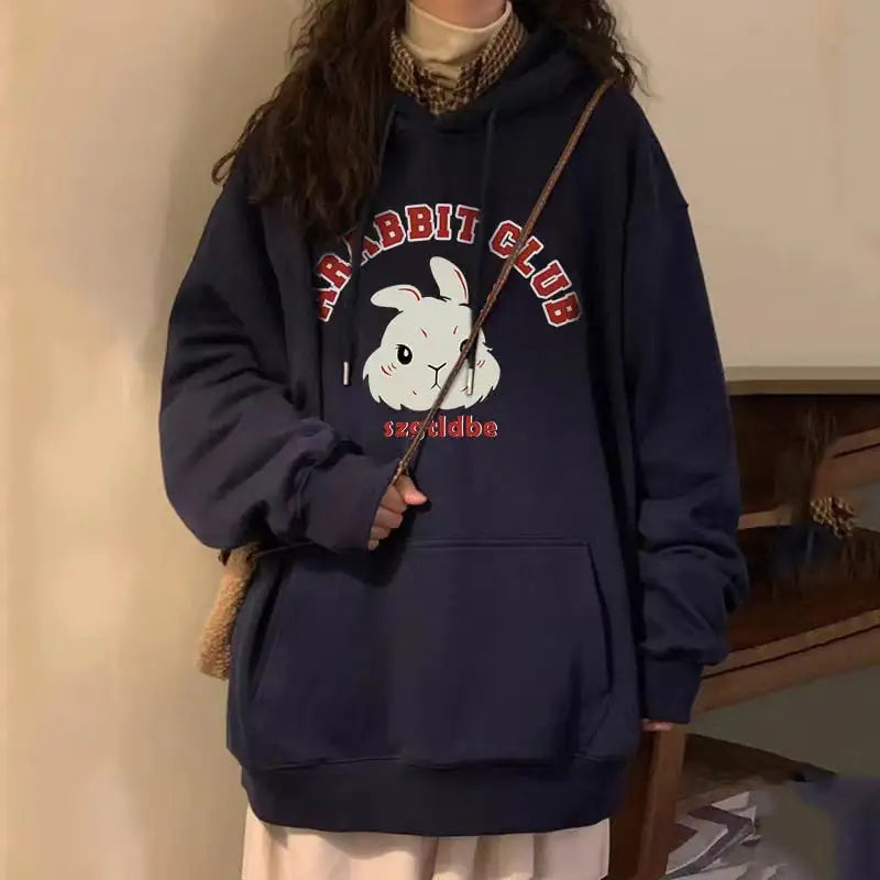 Rabbit Printed Hoodie for Women - Autumn & Winter Style