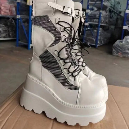 Women's Punk Platform Boots - Plus Size