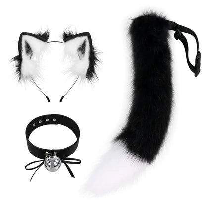 Handmade Plush Fox Set with Cat Ears and Tail
