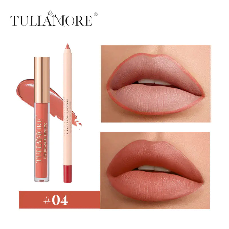 Matte Air Lip Glaze and Lip Liner Set - Waterproof