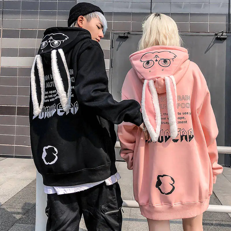 Autumn Winter Couples Hoodie with Rabbit Ears