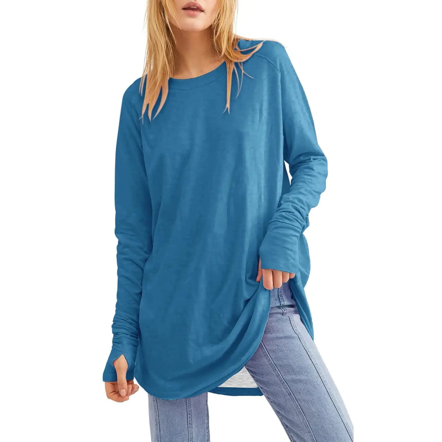 Women's Loose Long Sleeve Round Neck T-Shirt Top