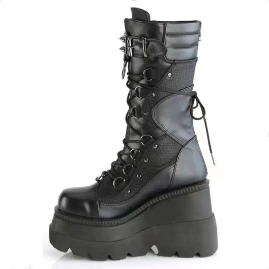 Women's Punk Platform Boots - Plus Size
