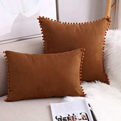 Fur Ball Lace Solid Color Suede Sofa Cushion Hug