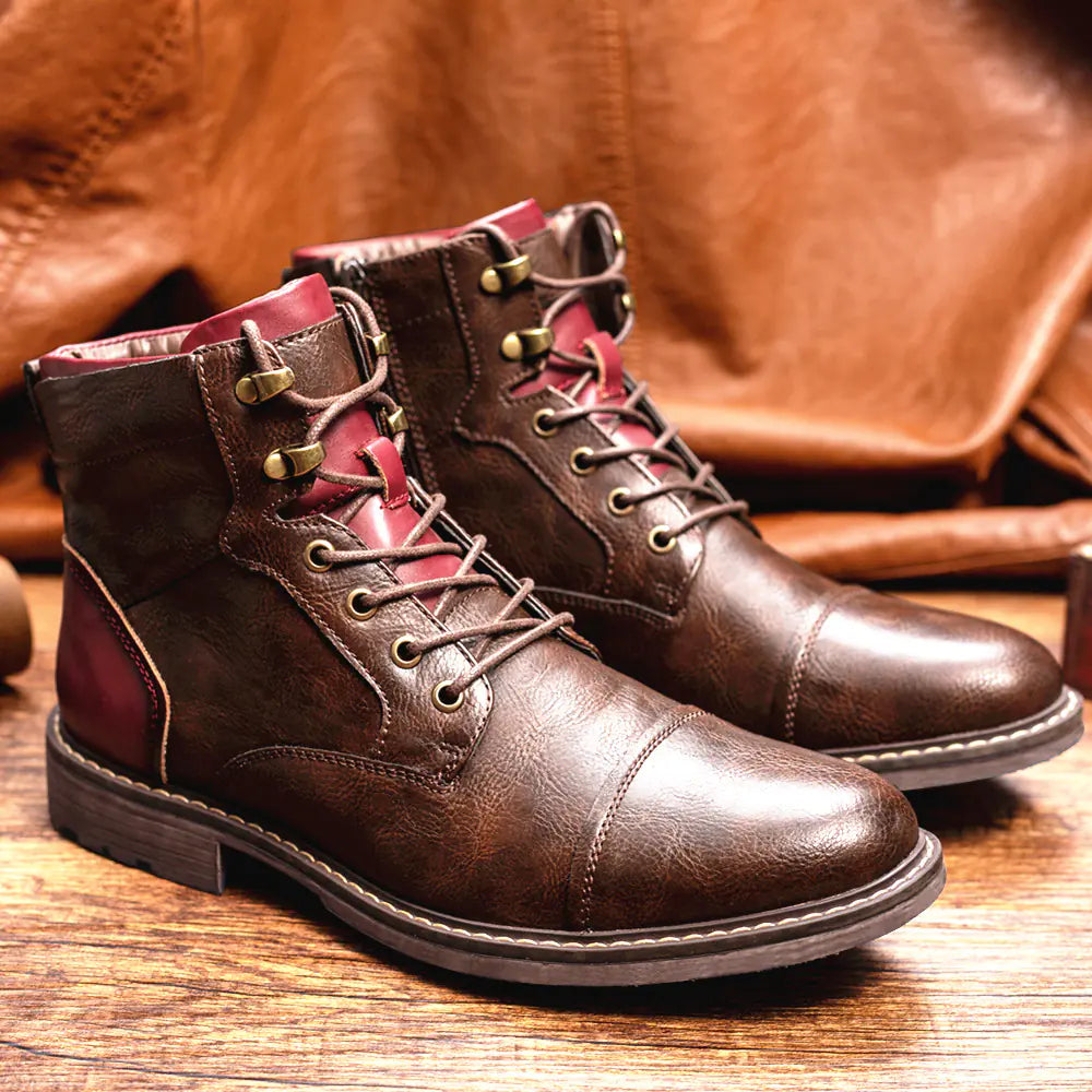Plus Size Men's Leather Zipper Martin Fashion Boots