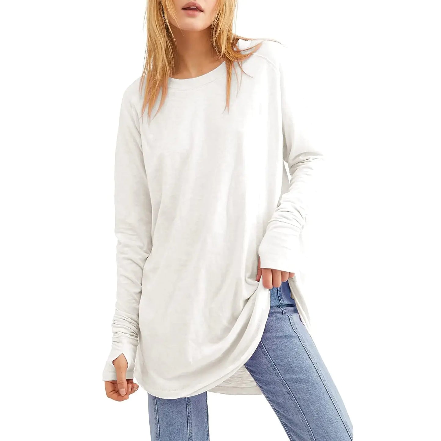 Women's Loose Long Sleeve Round Neck T-Shirt Top