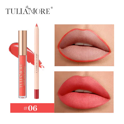 Matte Air Lip Glaze and Lip Liner Set - Waterproof