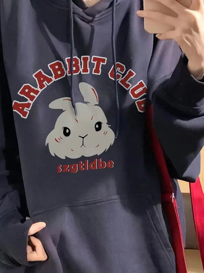 Rabbit Printed Hoodie for Women - Autumn & Winter Style