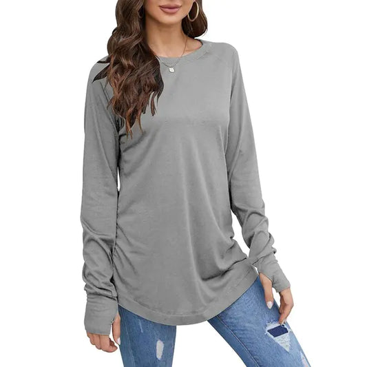 Women's Loose Long Sleeve Round Neck T-Shirt Top
